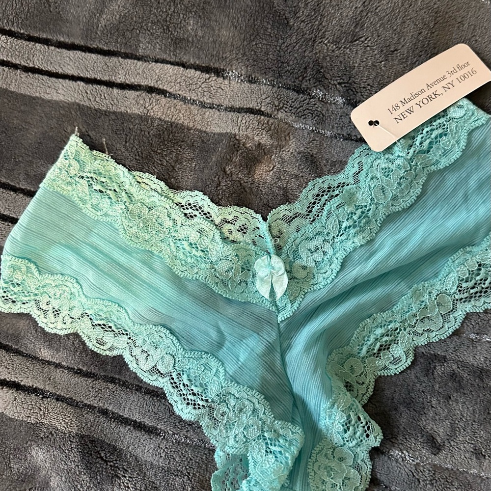 Native Intimates Lace Trim Aqua  women’s Panties,XS